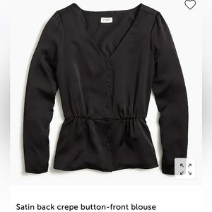 NWOT J. Crew Black Satin Button Front Blouse
